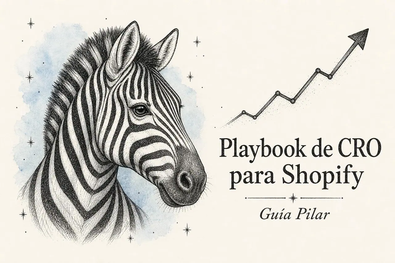 Playbook de CRO para Shopify — portada ilustrada de cebra