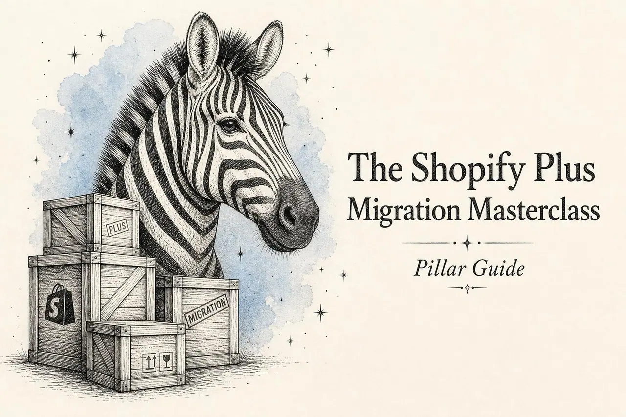 The Shopify Plus Migration Masterclass — illustrated zebra cover