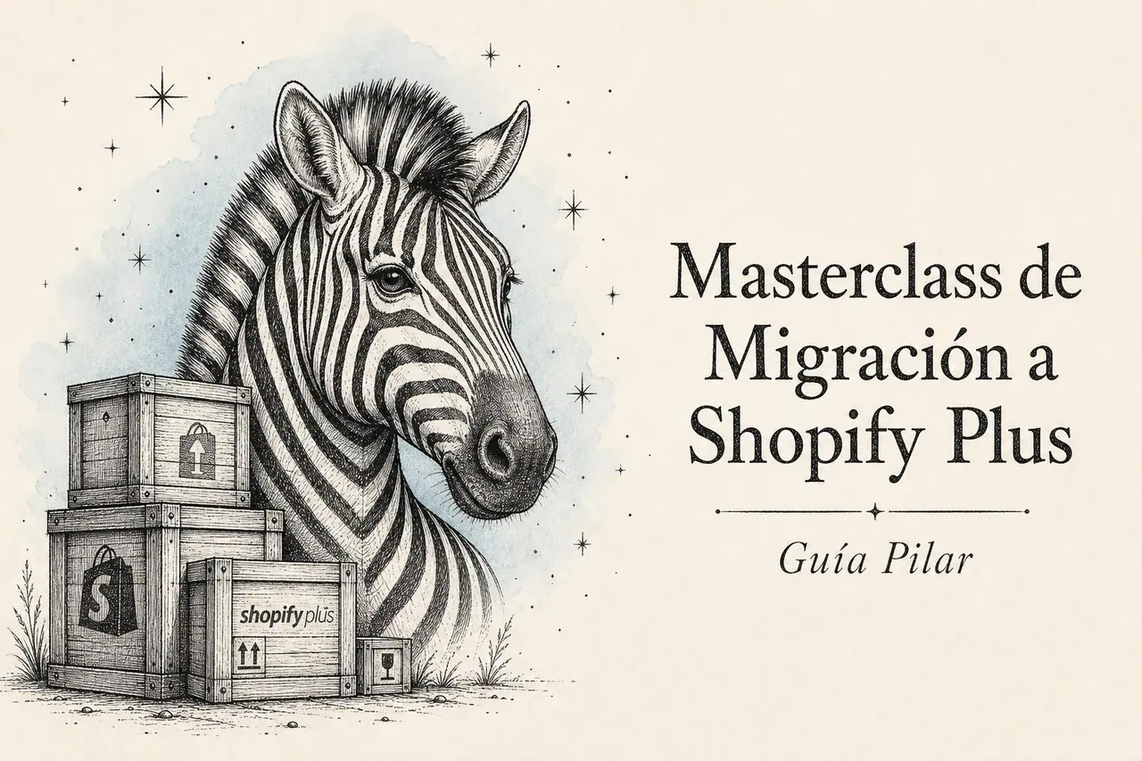 Masterclass de Migración a Shopify Plus — portada ilustrada de cebra
