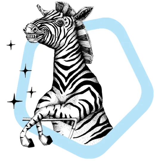 Shugert zebra mascot — symbol of our distinctive craft